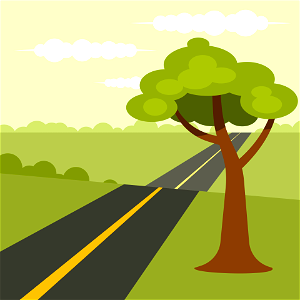 Tree by road. Free illustration for personal and commercial use.