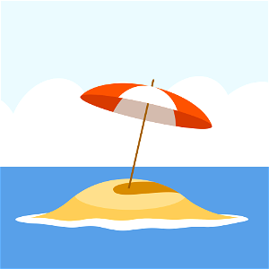 Umbrella sand island. Free illustration for personal and commercial use.