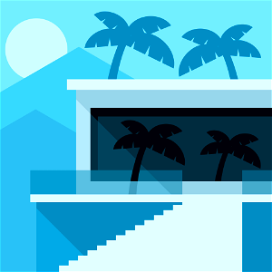 Villa palm trees. Free illustration for personal and commercial use.