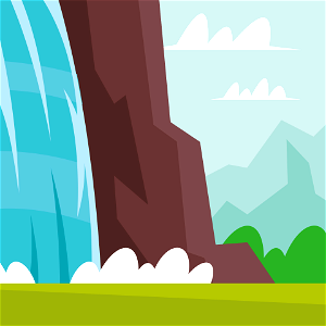 Waterfall cartoon. Free illustration for personal and commercial use.