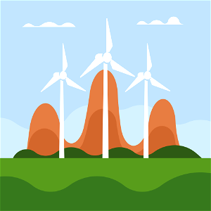 Wind turbine plant. Free illustration for personal and commercial use.