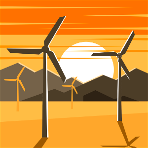 Wind turbines art. Free illustration for personal and commercial use.