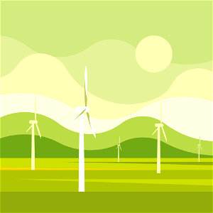 Windmills meadow. Free illustration for personal and commercial use.