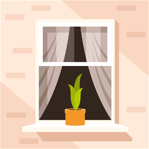 Window with flower. Free illustration for personal and commercial use.