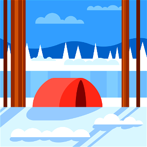 Winter camp in forest. Free illustration for personal and commercial use.