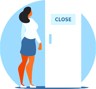 Woman closed door. Free illustration for personal and commercial use.