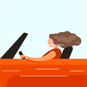Woman driving car. Free illustration for personal and commercial use.