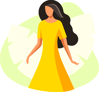 Woman in yellow dress. Free illustration for personal and commercial use.