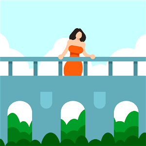 Woman on bridge. Free illustration for personal and commercial use.
