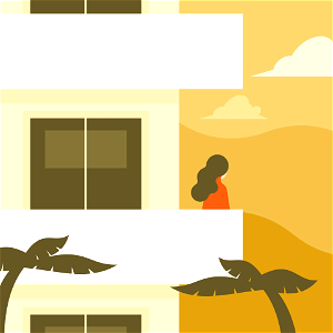 Woman on the balcony. Free illustration for personal and commercial use.