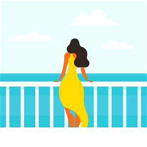 Woman on the bridge. Free illustration for personal and commercial use.