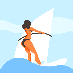 Woman surfing. Free illustration for personal and commercial use.