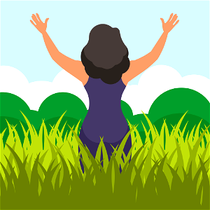 Woman with stretched out arms. Free illustration for personal and commercial use.