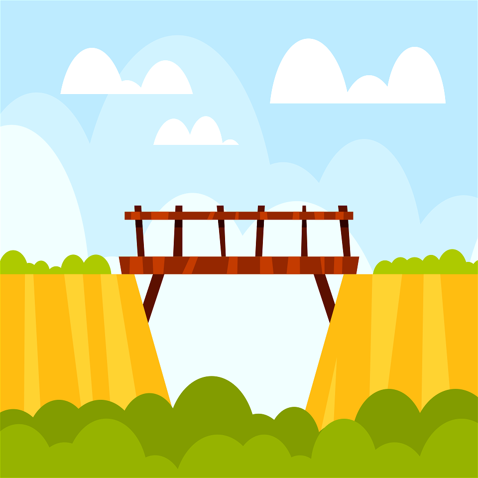 Wooden bridge Free Stock Illustrations Creazilla