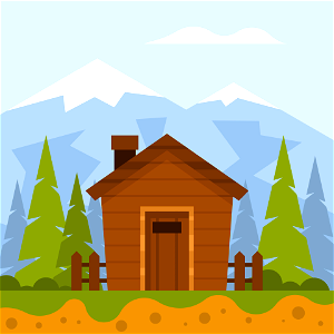 Wooden hut forest. Free illustration for personal and commercial use.