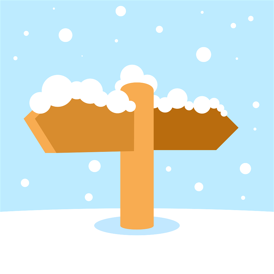 Wooden sign snow. Free illustration for personal and commercial use.