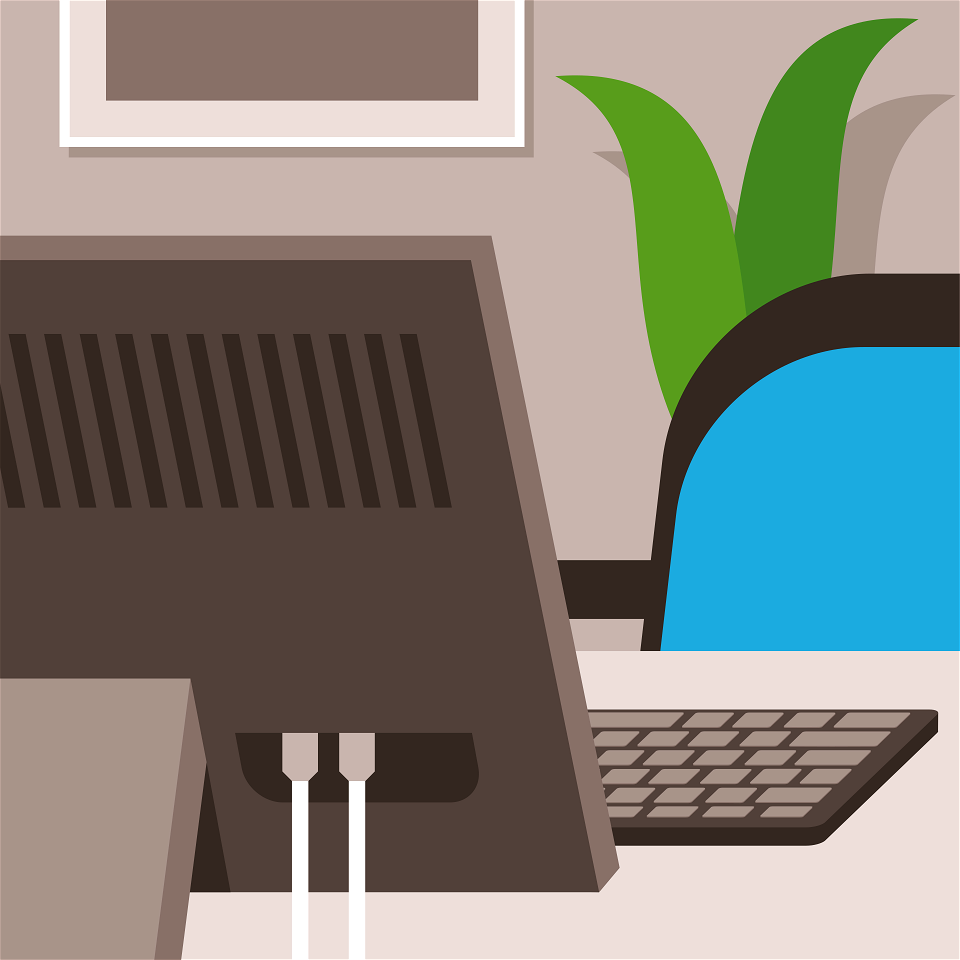 Workplace computer. Free illustration for personal and commercial use.