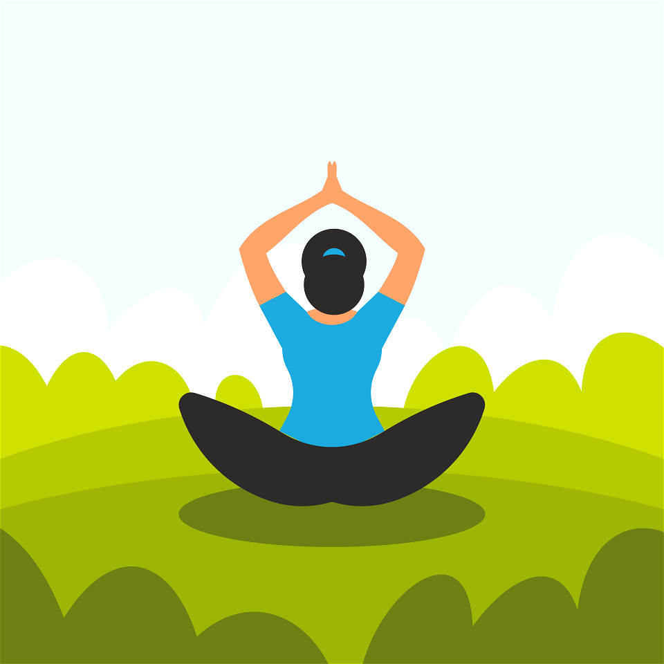 Yoga pose in park. Free illustration for personal and commercial use.