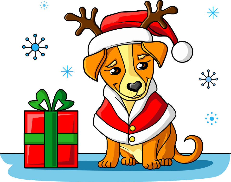 Christmas Puppy. Free illustration for personal and commercial use.