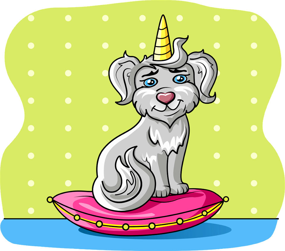 Unicorn Puppy. Free illustration for personal and commercial use.