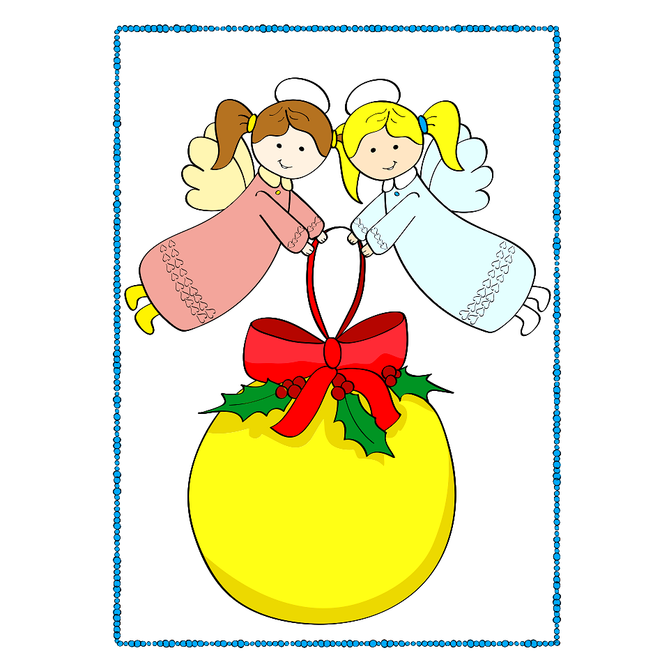 Angels Keeping Christmas Ornament. Free illustration for personal and commercial use.