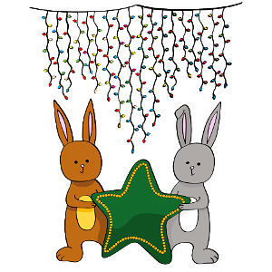 Bunnies Keeping Christmas Star. Free illustration for personal and commercial use.