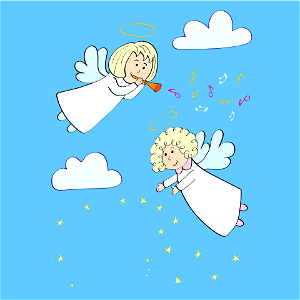 Christmas Angels in the Sky. Free illustration for personal and commercial use.