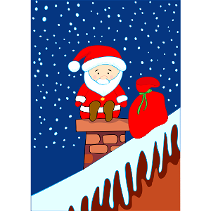 Cute Santa Claus Sitting on Chimney. Free illustration for personal and commercial use.