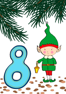December 8 with Christmas Elf. Free illustration for personal and commercial use.