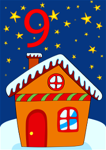 December 9 with a House in Winter. Free illustration for personal and commercial use.