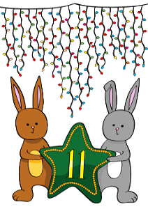 December 11 with Bunnies Keeping Christmas Star. Free illustration for personal and commercial use.