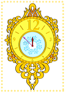 December 12 with a New Years Eve Clock. Free illustration for personal and commercial use.