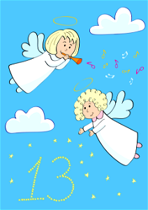 December 13 with Christmas Angels in the Sky. Free illustration for personal and commercial use.
