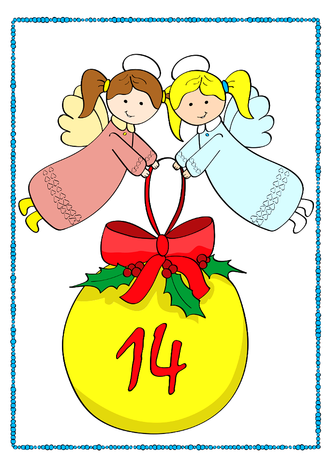 December 14 with Angels Keeping Christmas Ornament. Free illustration for personal and commercial use.