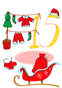December 15 with Santa Claus Clothes. Free illustration for personal and commercial use.
