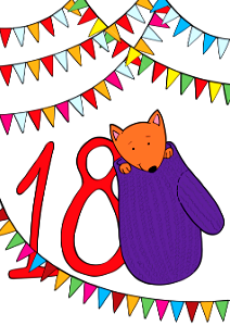 December 18 with Christmas Glove and Bunting Flags. Free illustration for personal and commercial use.