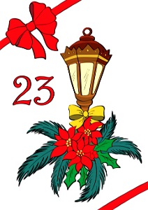 December 23 with Christmas Lantern. Free illustration for personal and commercial use.