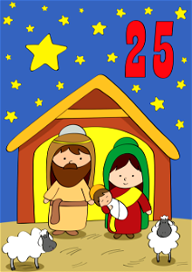 December 25 with Mary. Free illustration for personal and commercial use.