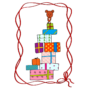 Mouse on Top of Christmas Presents. Free illustration for personal and commercial use.