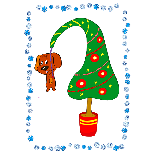Puppy on Garland. Free illustration for personal and commercial use.