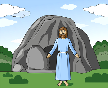Jesus and Empty Tomb. Free illustration for personal and commercial use.