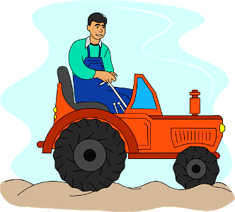 Farmer on Tractor. Free illustration for personal and commercial use.