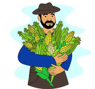 Farmer with Corn. Free illustration for personal and commercial use.