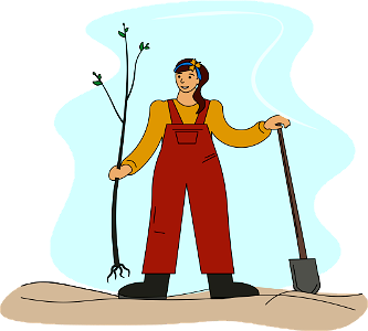 Farmer with Sapling. Free illustration for personal and commercial use.