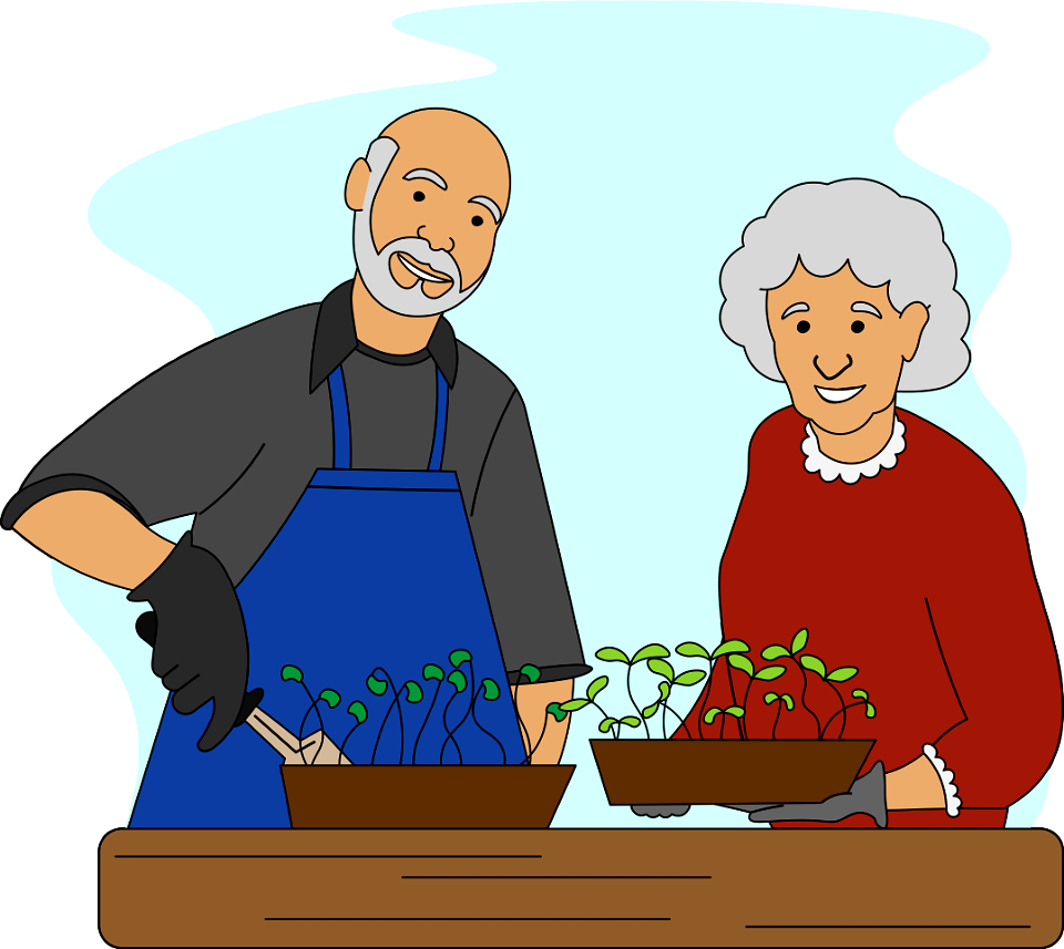 Farmers with Seedlings. Free illustration for personal and commercial use.