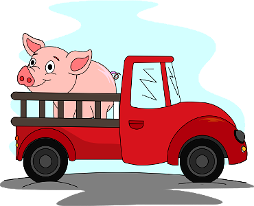 Pig on Truck. Free illustration for personal and commercial use.