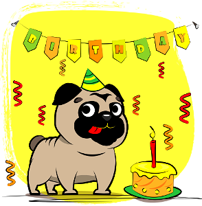 Birthday Puppy. Free illustration for personal and commercial use.