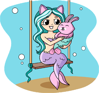 Cute Mermaid. Free illustration for personal and commercial use.