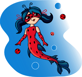 Ladybug Mermaid. Free illustration for personal and commercial use.