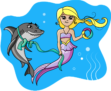 Mermaid and Shark. Free illustration for personal and commercial use.